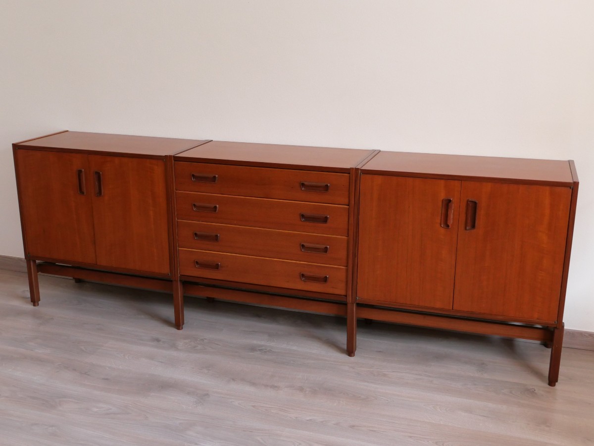 Modular Sideboard Or Buffet In Exotic Wood, Swiss Design From The 1960s-photo-4