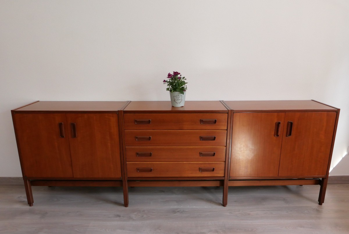 Modular Sideboard Or Buffet In Exotic Wood, Swiss Design From The 1960s-photo-2