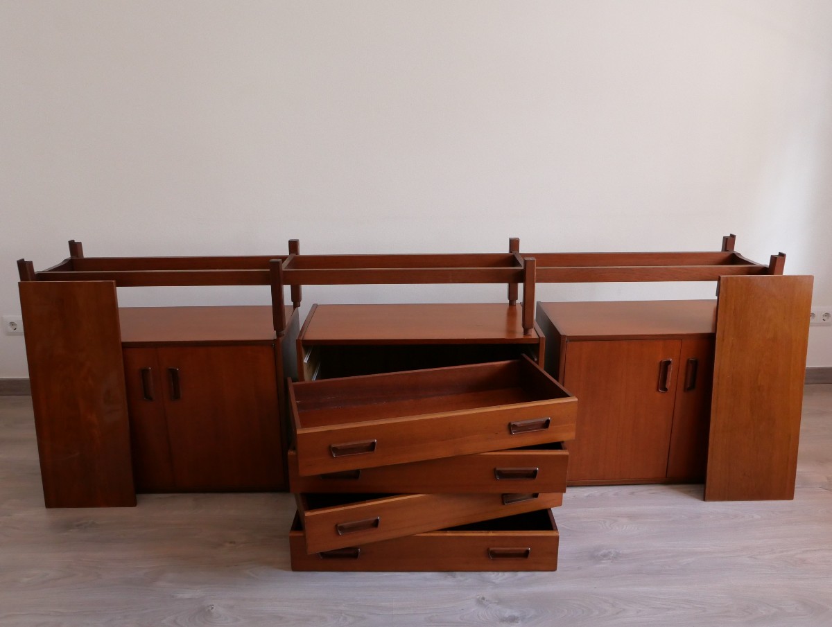 Modular Sideboard Or Buffet In Exotic Wood, Swiss Design From The 1960s-photo-6