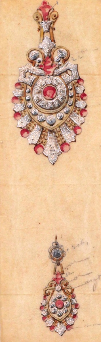 École FRANÇAISE du XIXème siècle, Quatre projets de bijoux-photo-2