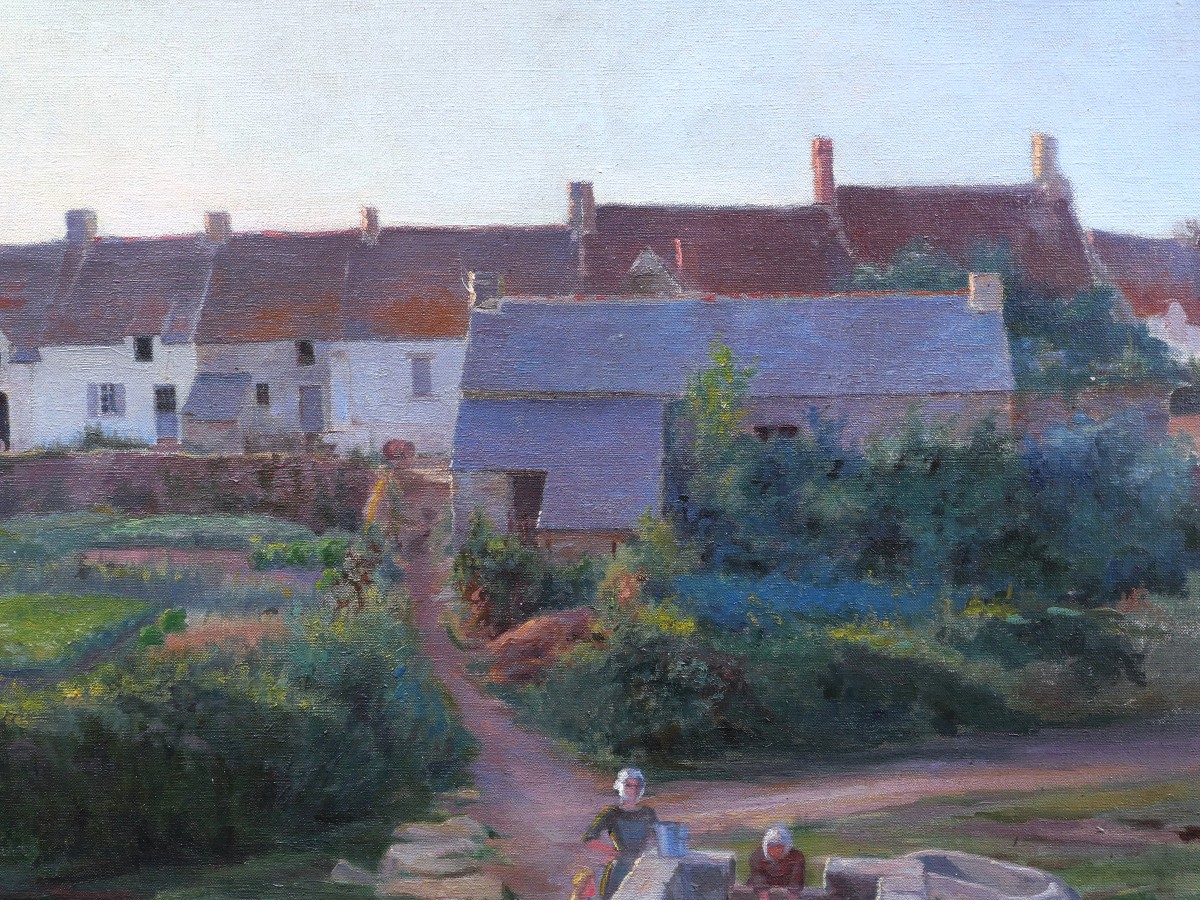 Auguste BELLANGER, Lavoir animé vers La Turballe en Bretagne-photo-3
