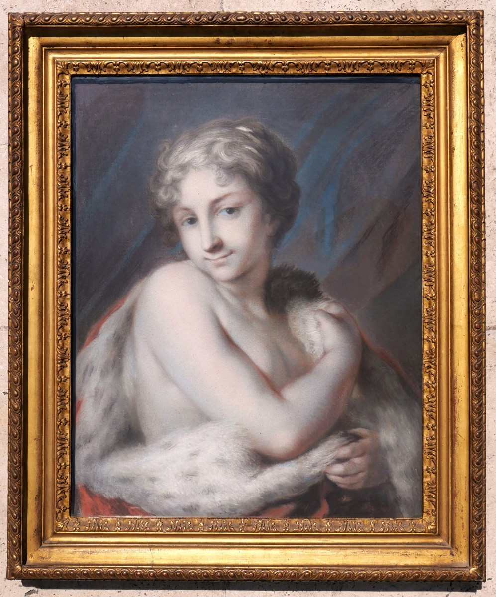École FRANÇAISE du XIXème siècle, d'après Rosalba Giovanna CARRIERA, L'Hiver-photo-3