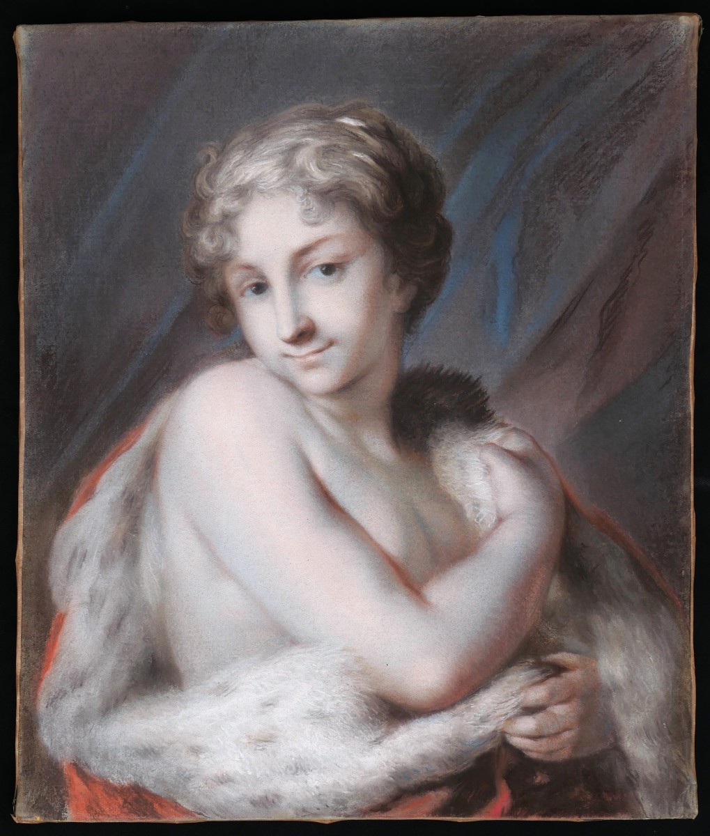 École FRANÇAISE du XIXème siècle, d'après Rosalba Giovanna CARRIERA, L'Hiver-photo-4