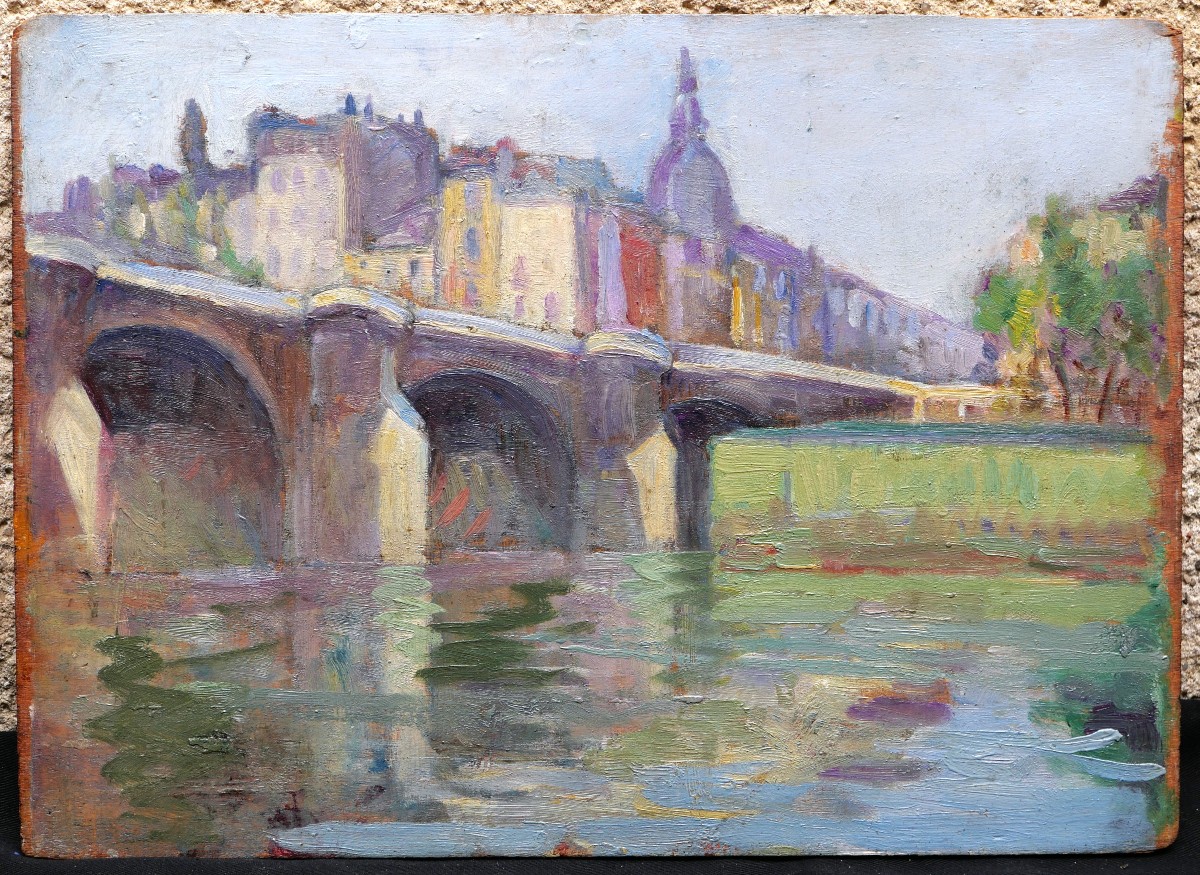 École FRANCAISE circa 1900-1930, Le Pont-Neuf à Paris-photo-3