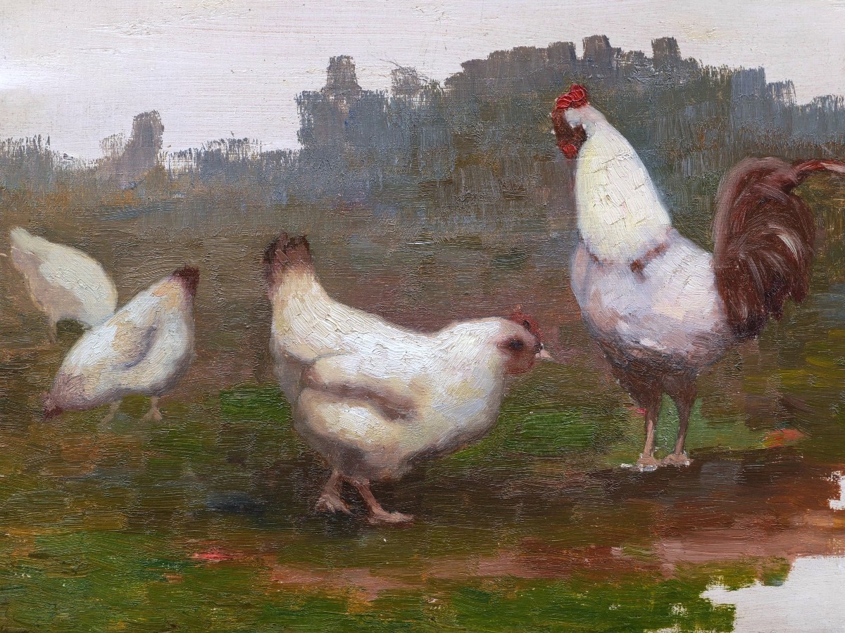 René Albert Raphaël Gouin, Rooster And Hens-photo-2