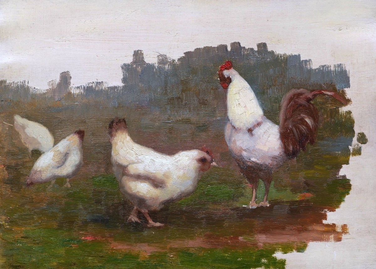 René Albert Raphaël Gouin, Rooster And Hens