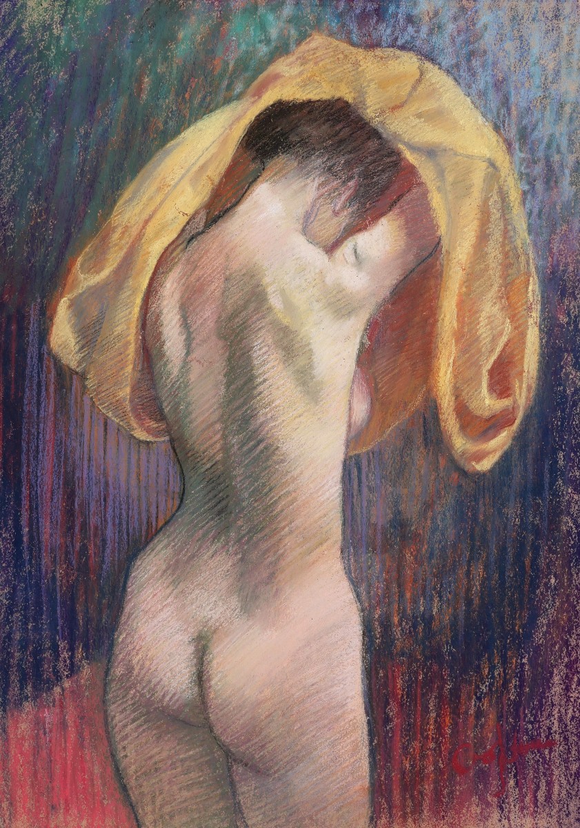 Jacqueline K. Crofton, Nude From Behind With A Yellow Towel (rapt)