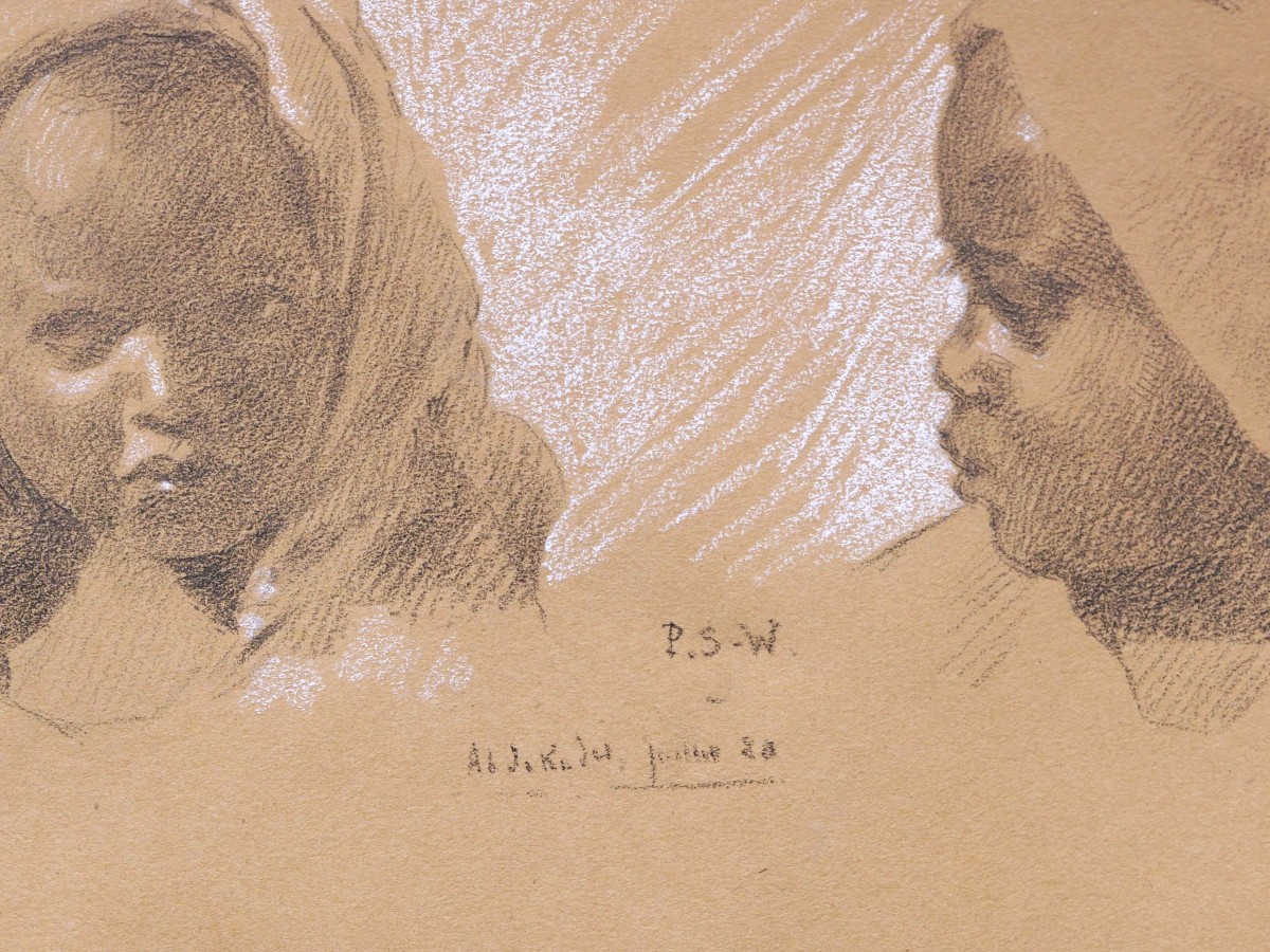 French School In 1928, Three Studies Of The Head Of An Arab Child-photo-4