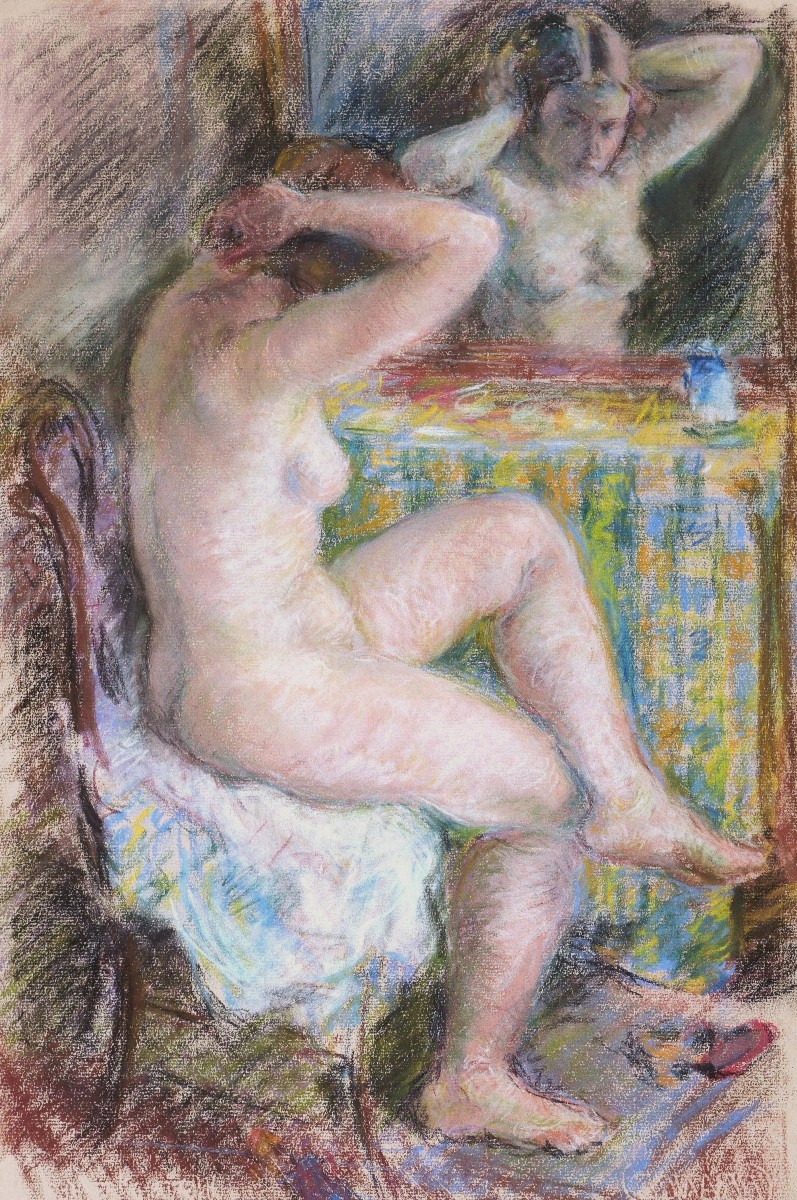 École FRANÇAISE, première moitié du XXème siècle, Nu au miroir, de dos