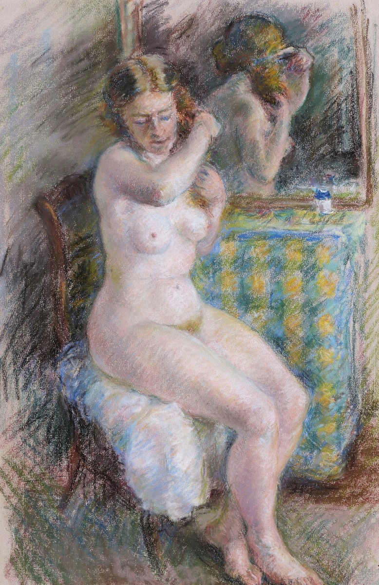 École FRANÇAISE, première moitié du XXème siècle, Nu au miroir, de face