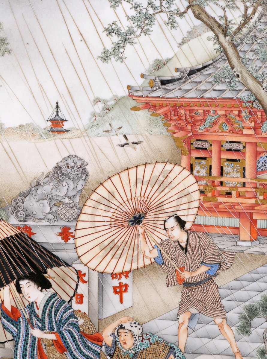 Kyoto, Kyō-yaki, Japan, Taishō Period, Circa 1900-1920, Painted Porcelain Plaque-photo-4