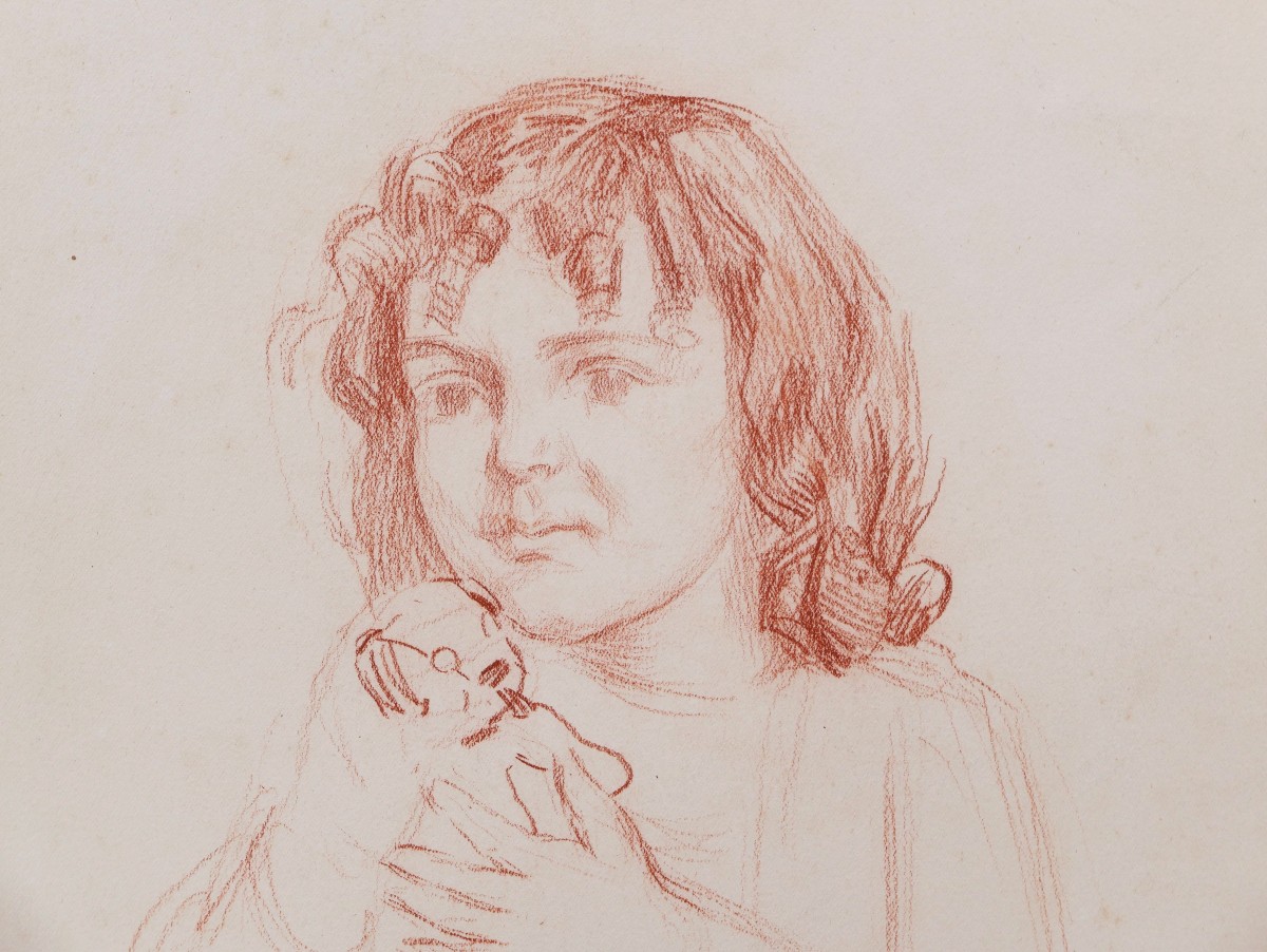 Charles Joshua CHAPLIN, Petite fille à la peluche de chien-photo-2