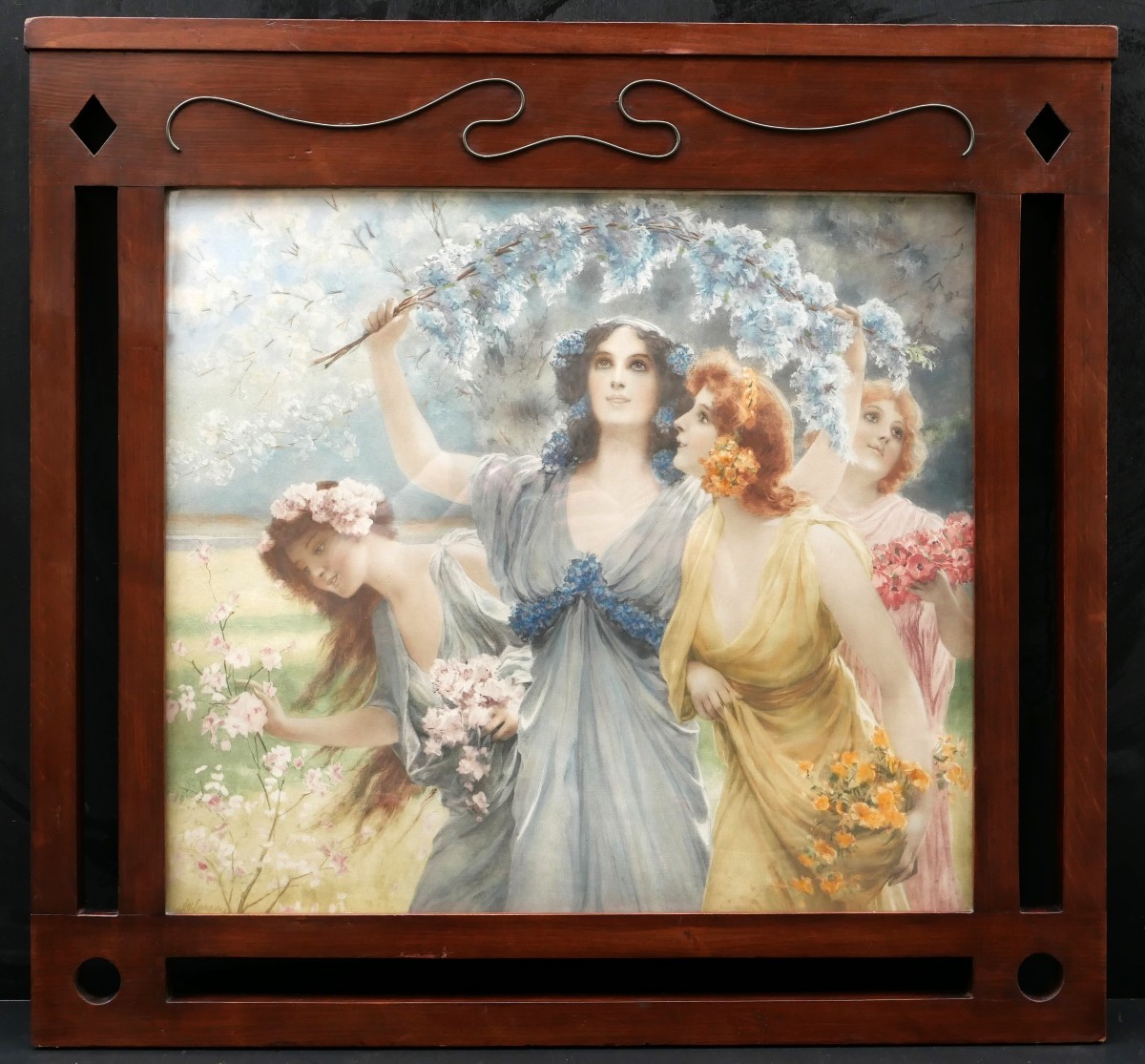 Stained Wooden Frame In The Viennese Secession Style, Austrian Work Circa 1900