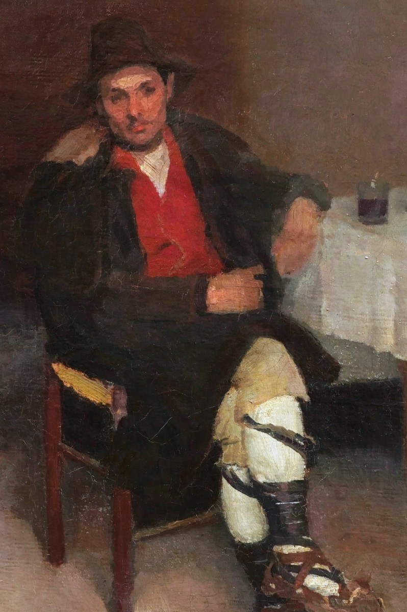 Adrien de WITTE, Paysan italien assis près d'une table-photo-2