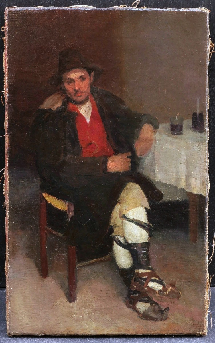 Adrien de WITTE, Paysan italien assis près d'une table-photo-4