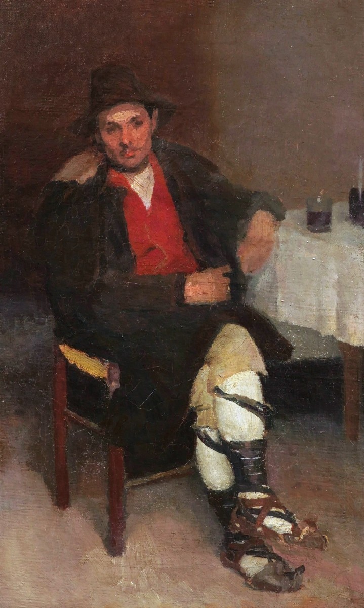 Adrien de WITTE, Paysan italien assis près d'une table