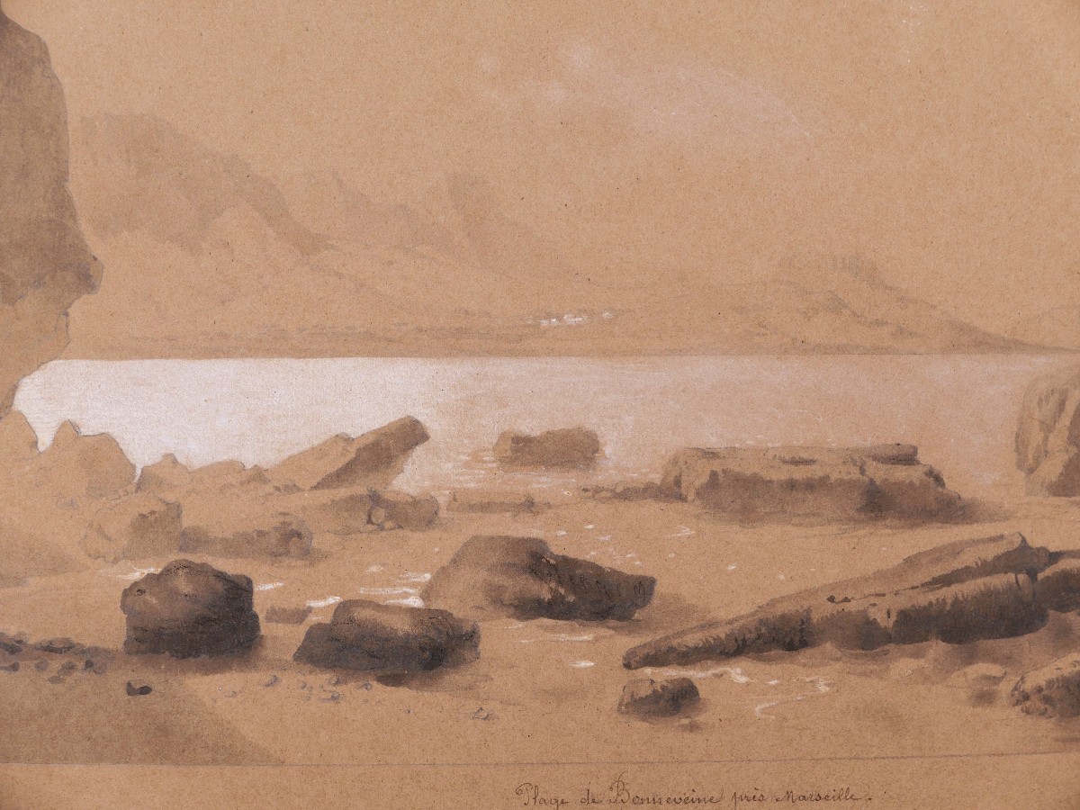 Théodore Caruelle d'Aligny, Bonneveine Beach Near Marseille-photo-3