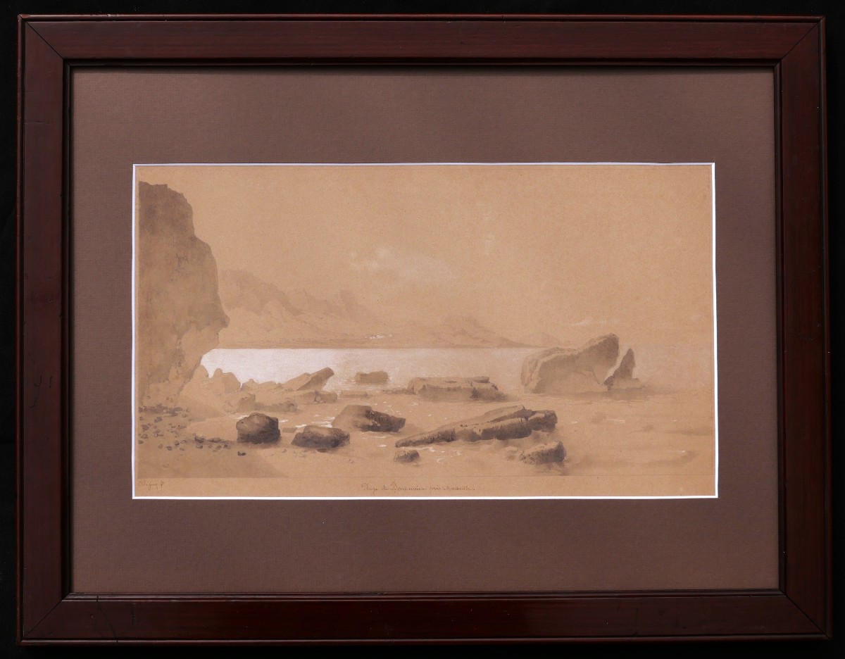 Théodore Caruelle d'Aligny, Bonneveine Beach Near Marseille-photo-1
