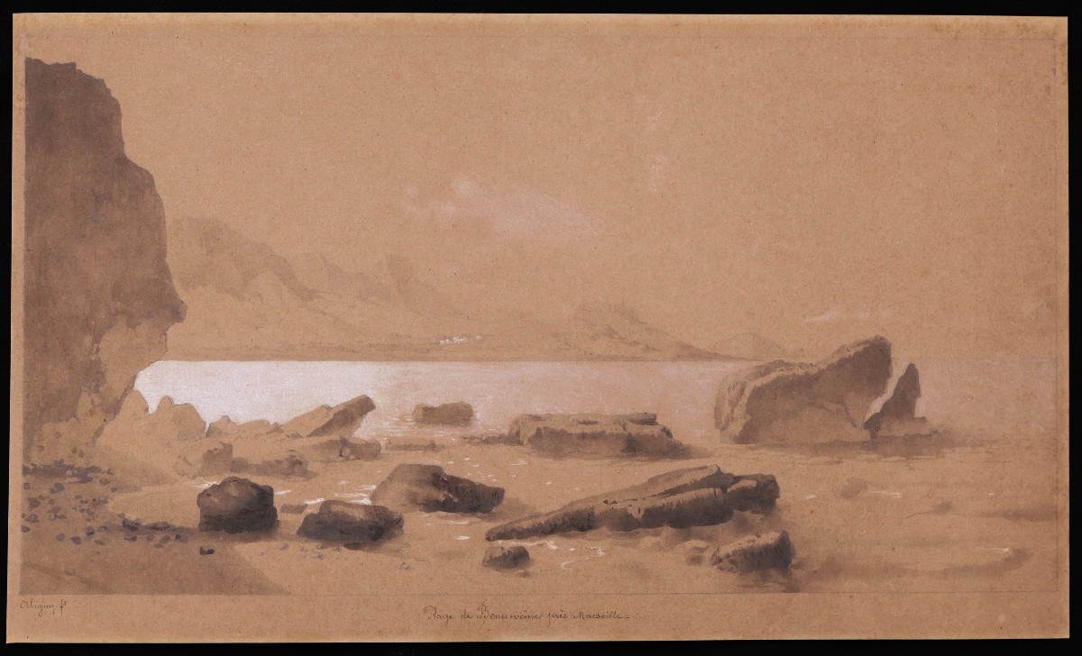 Théodore Caruelle d'Aligny, Bonneveine Beach Near Marseille-photo-2