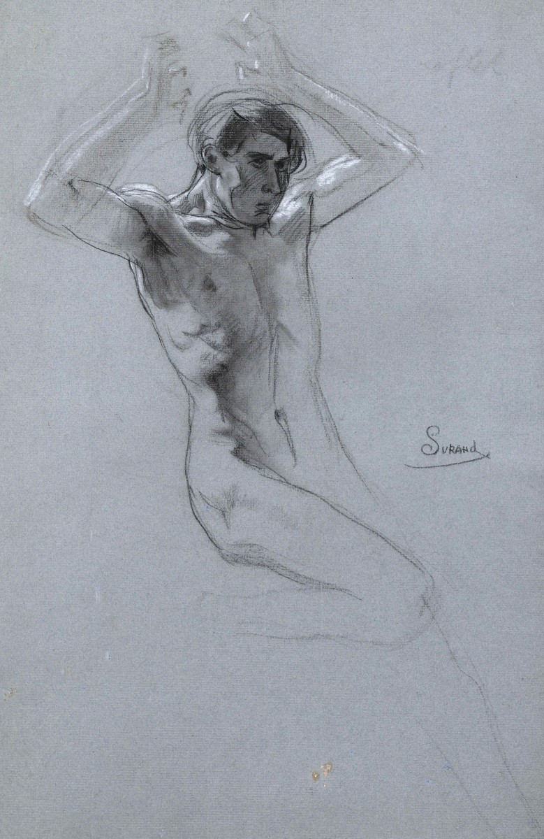 Gustave SURAND, Académie d'homme les bras levés