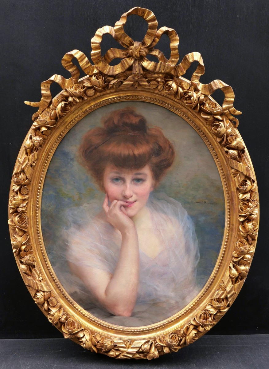 Pierre Aristide André BROUILLET, Portrait de Mlle Charlotte Billet à l'étole en tulle