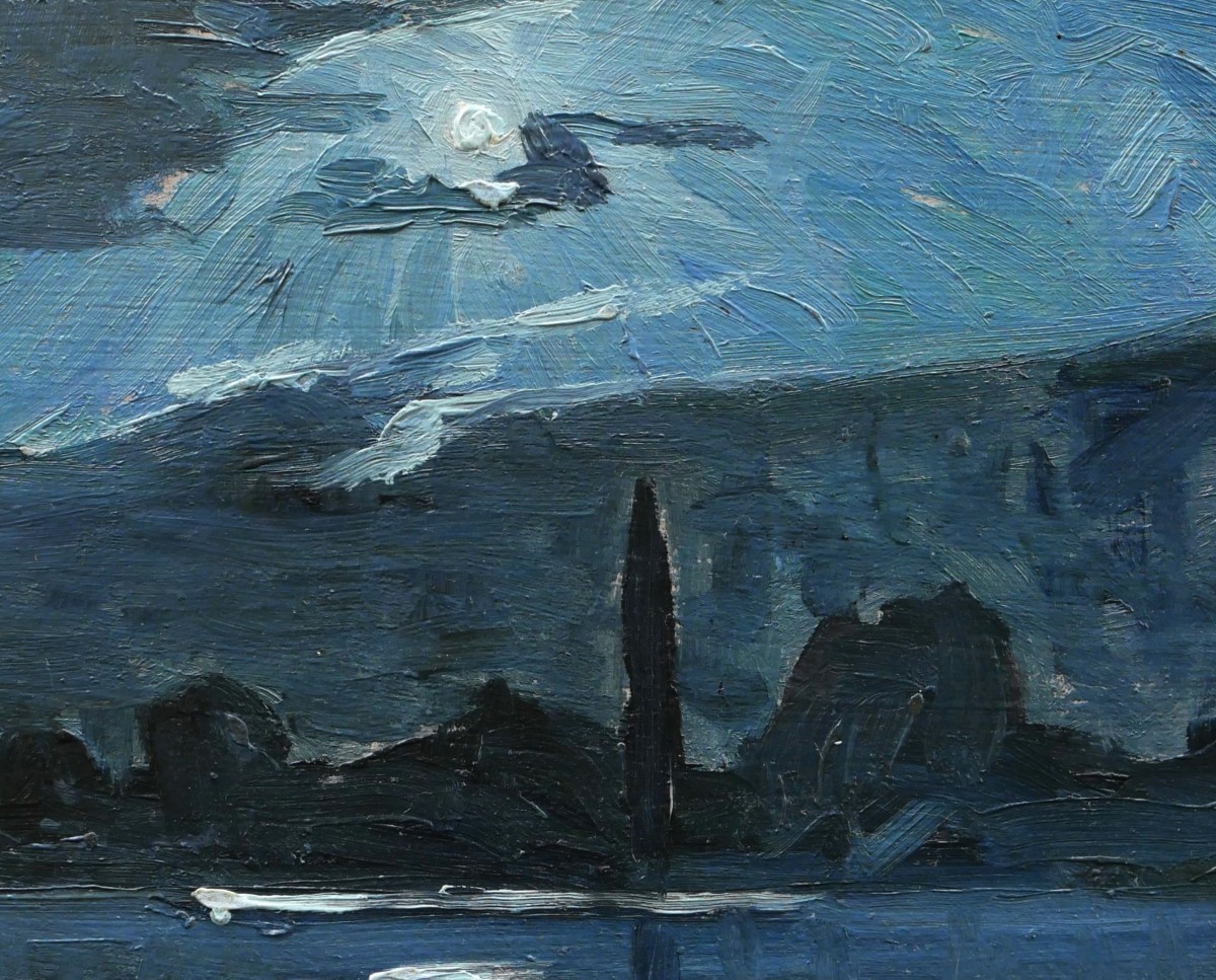 Marcel SAHUT, Paysage expressionniste nocturne-photo-2