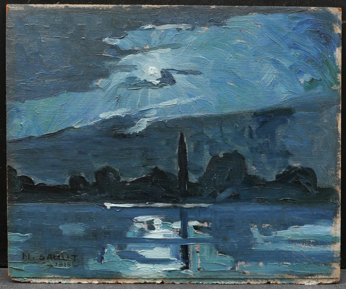 Marcel SAHUT, Paysage expressionniste nocturne-photo-1