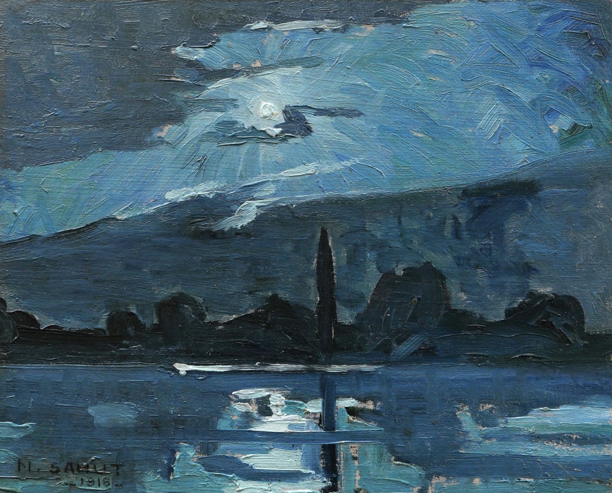 Marcel SAHUT, Paysage expressionniste nocturne