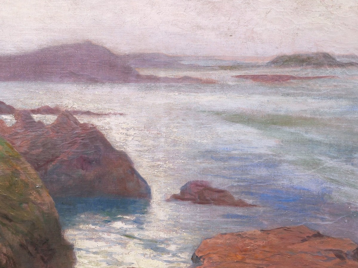 Henri Victor Joseph THIÉBAULT, Côte rocheuse en Bretagne, sans doute à Belle-Île-photo-2