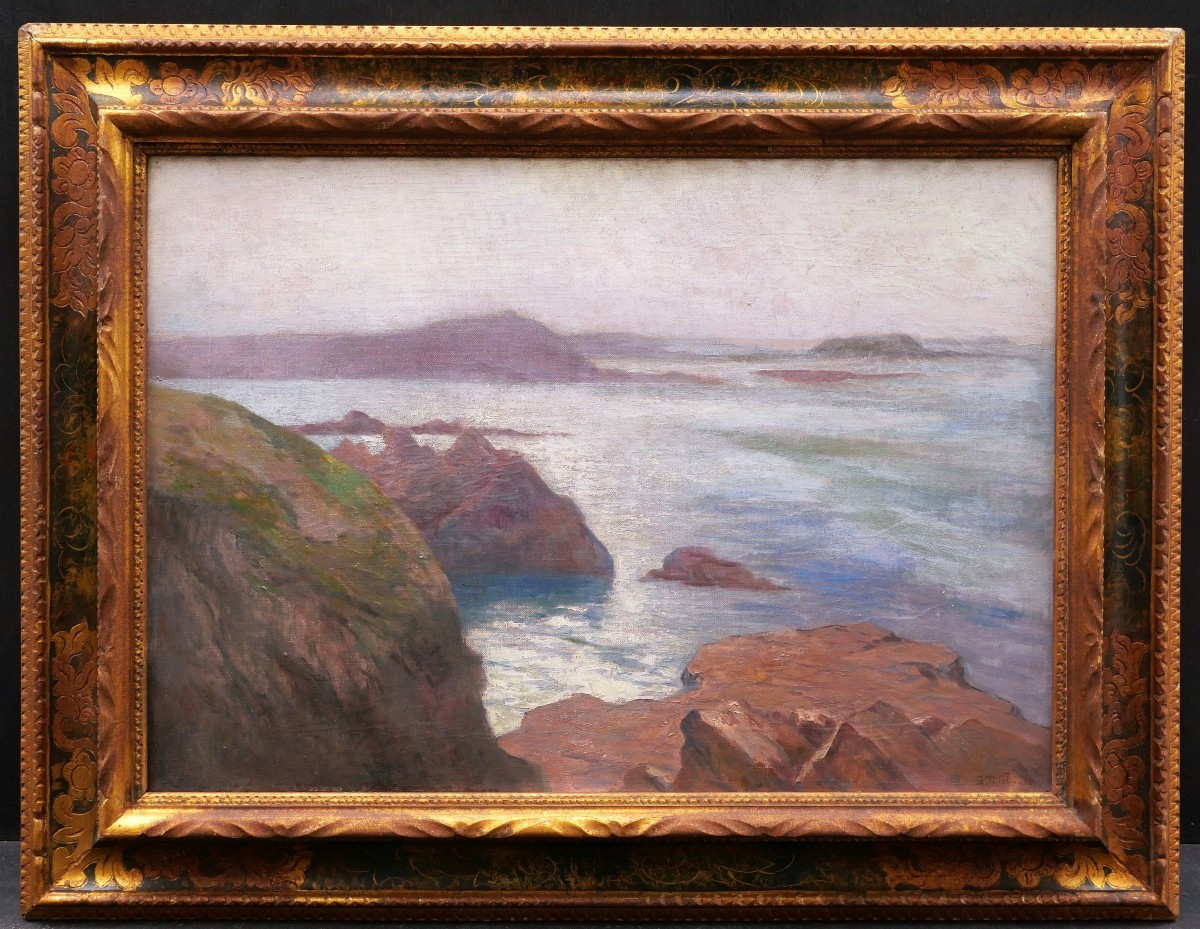 Henri Victor Joseph THIÉBAULT, Côte rocheuse en Bretagne, sans doute à Belle-Île-photo-4