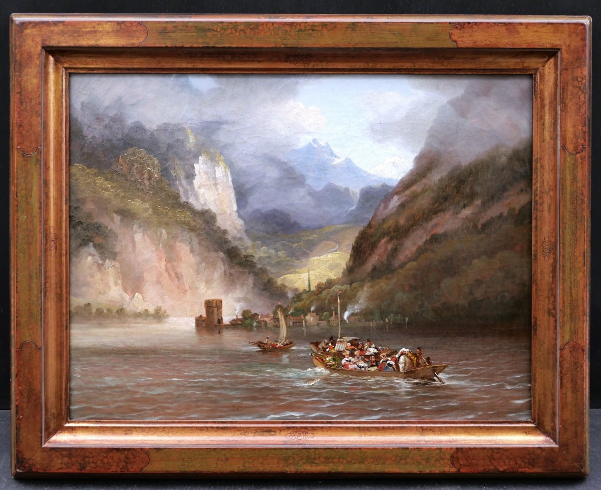 19th-century French School, Lively Romantic Landscape, In Austria Or On The Danube-photo-4