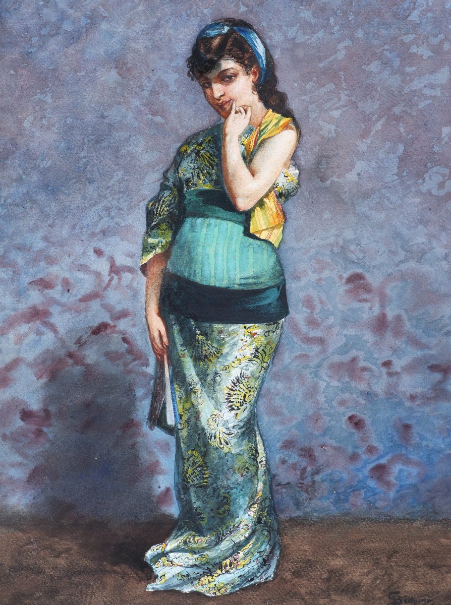 Gaston Henry BÉTHUNE, Femme vêtue à la japonaise-photo-2