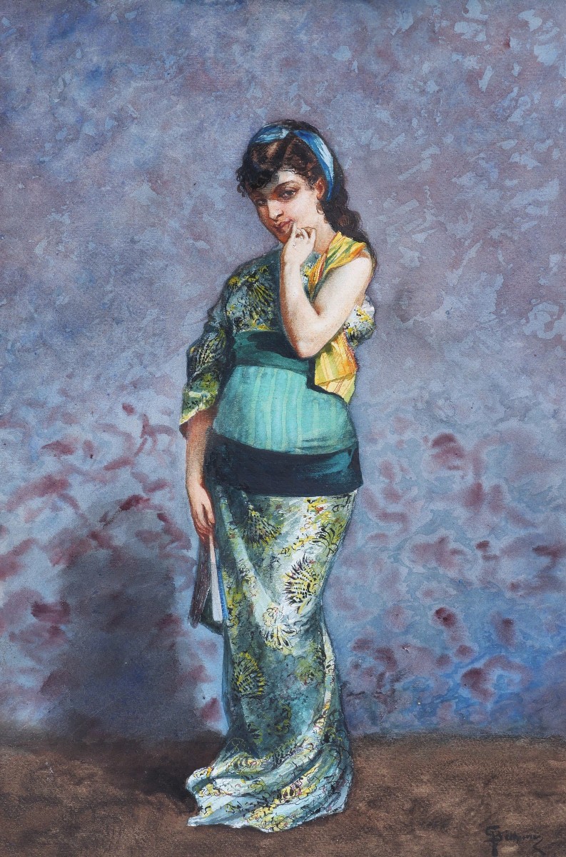 Gaston Henry BÉTHUNE, Femme vêtue à la japonaise