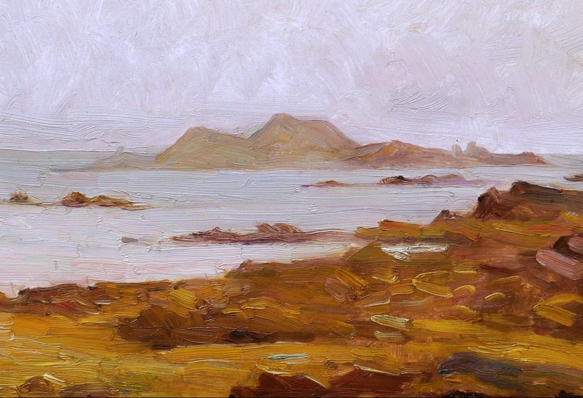 Charles Clément Denet, Rocky Coast Landscape In Brittany, Marine Painting-photo-2
