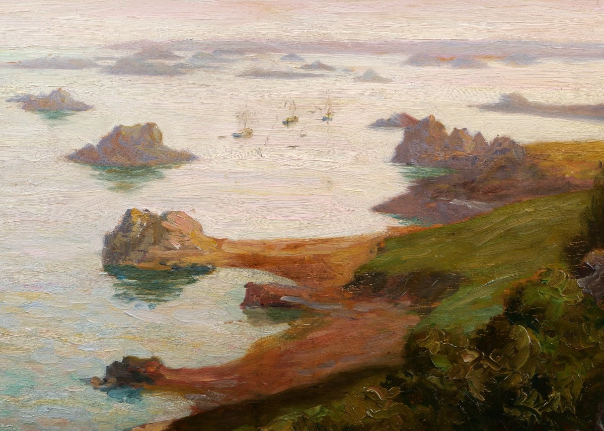 émile Eugène Fauconnier, Landscape In The Bay Of Morlaix In Brittany, Marine Painting-photo-2