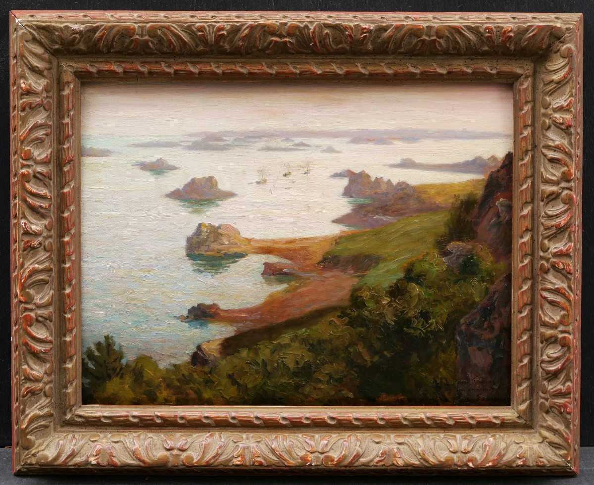 émile Eugène Fauconnier, Landscape In The Bay Of Morlaix In Brittany, Marine Painting-photo-4