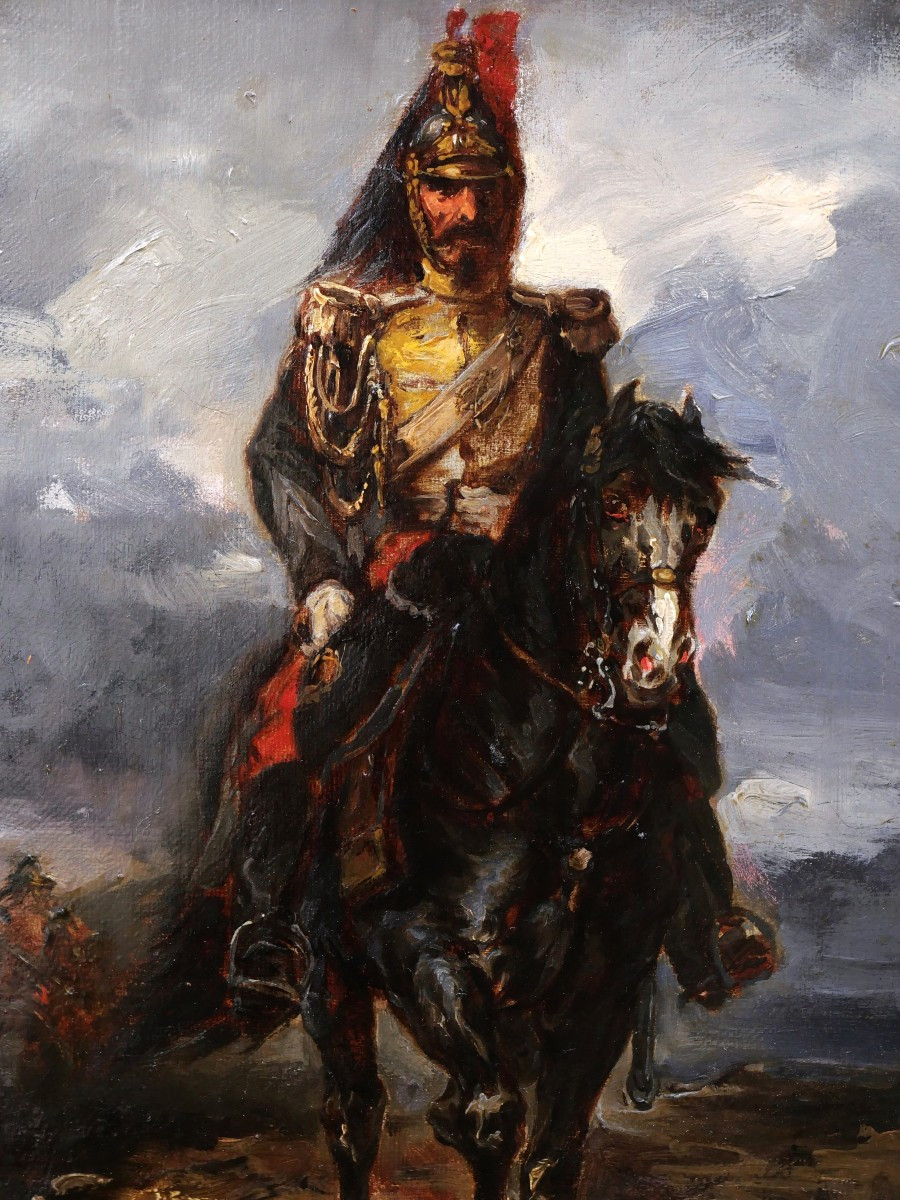 19th-century French School, Circle Of Piotr Michalowski, Mounted Cuirassier-photo-2