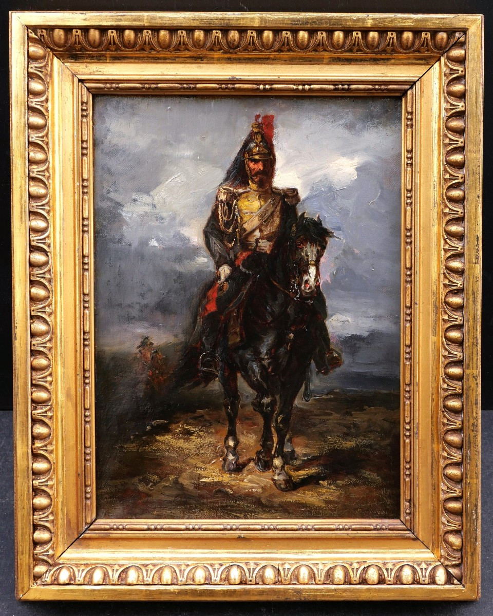19th-century French School, Circle Of Piotr Michalowski, Mounted Cuirassier-photo-3