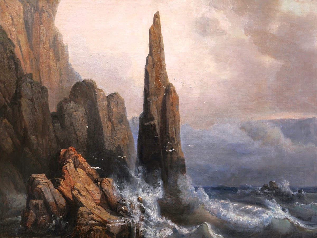 Auguste étienne François Mayer, View Of Magerøya Island In Norway In Rough Weather-photo-2