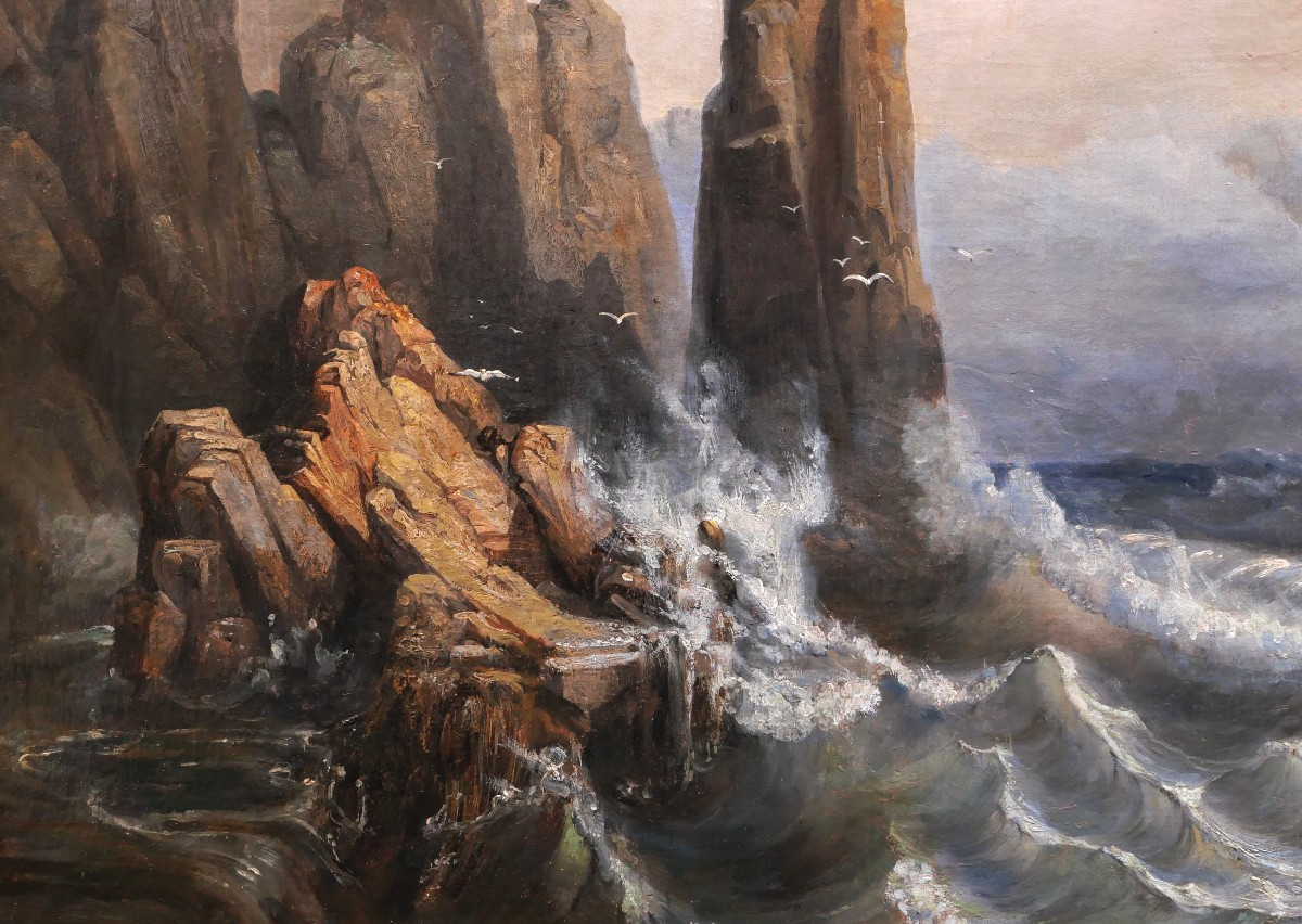 Auguste étienne François Mayer, View Of Magerøya Island In Norway In Rough Weather-photo-3