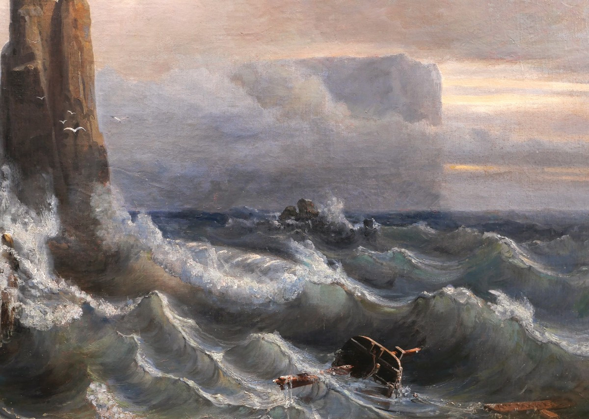 Auguste étienne François Mayer, View Of Magerøya Island In Norway In Rough Weather-photo-4