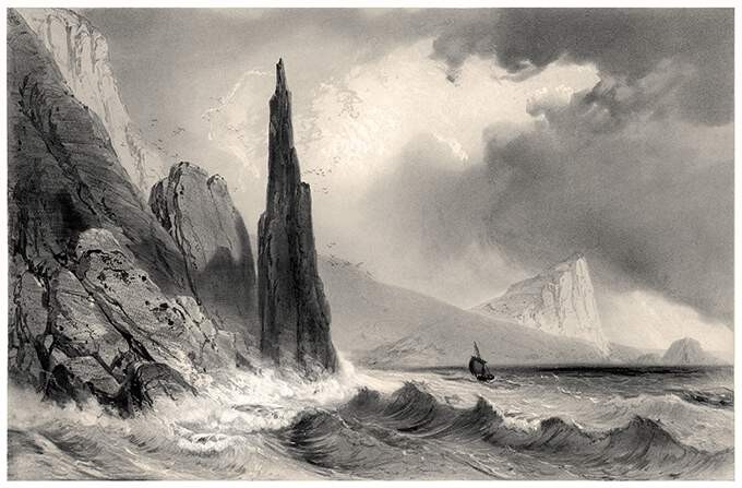 Auguste étienne François Mayer, View Of Magerøya Island In Norway In Rough Weather-photo-4