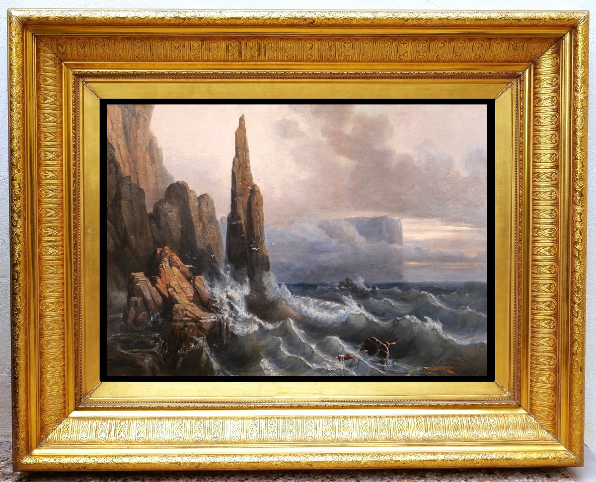 Auguste étienne François Mayer, View Of Magerøya Island In Norway In Rough Weather-photo-2