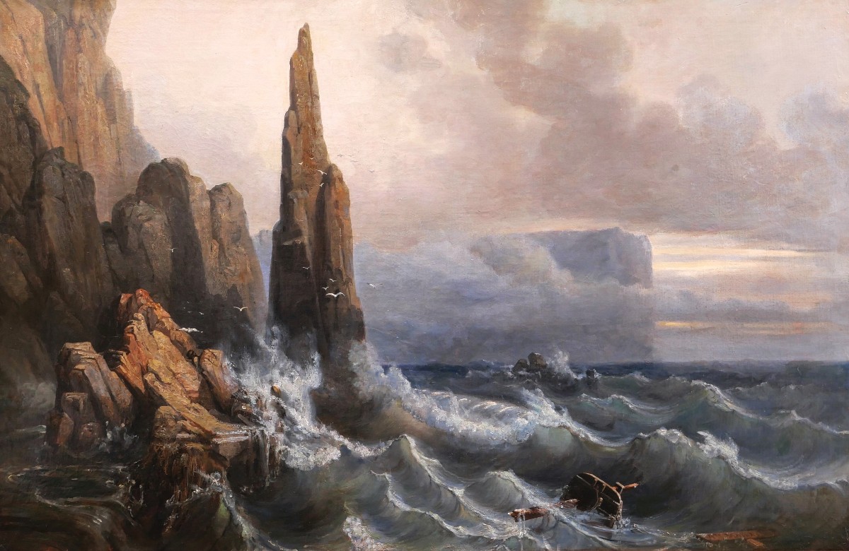 Auguste étienne François Mayer, View Of Magerøya Island In Norway In Rough Weather