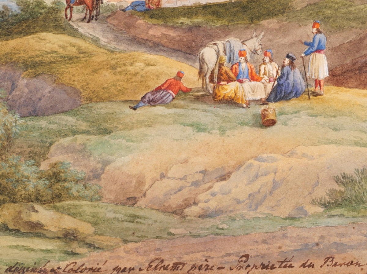 École RUSSE, première moitié du XIXème siècle, Vue animée de la Plaine d'Argos en Grèce-photo-2
