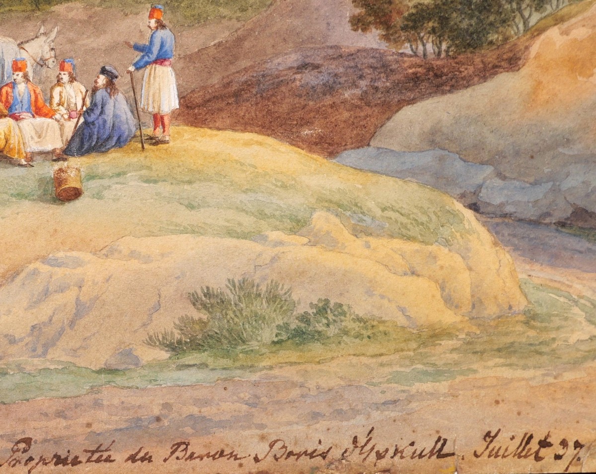 École RUSSE, première moitié du XIXème siècle, Vue animée de la Plaine d'Argos en Grèce-photo-3