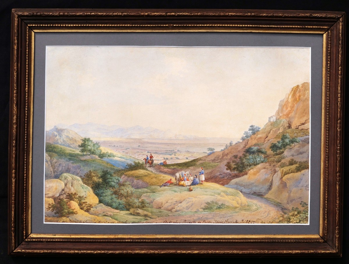 École RUSSE, première moitié du XIXème siècle, Vue animée de la Plaine d'Argos en Grèce-photo-4