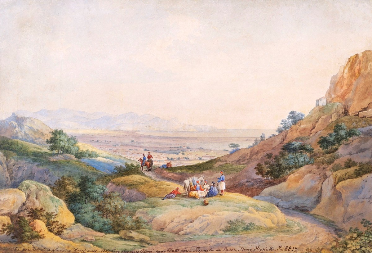 École RUSSE, première moitié du XIXème siècle, Vue animée de la Plaine d'Argos en Grèce