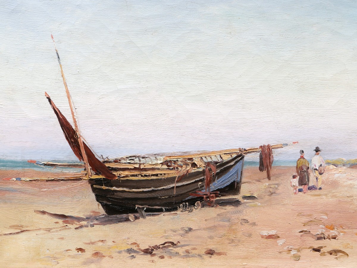 Mary Renard, Family Stroll On The Beach At Ver Sur Mer (calvados, Normandy)-photo-2