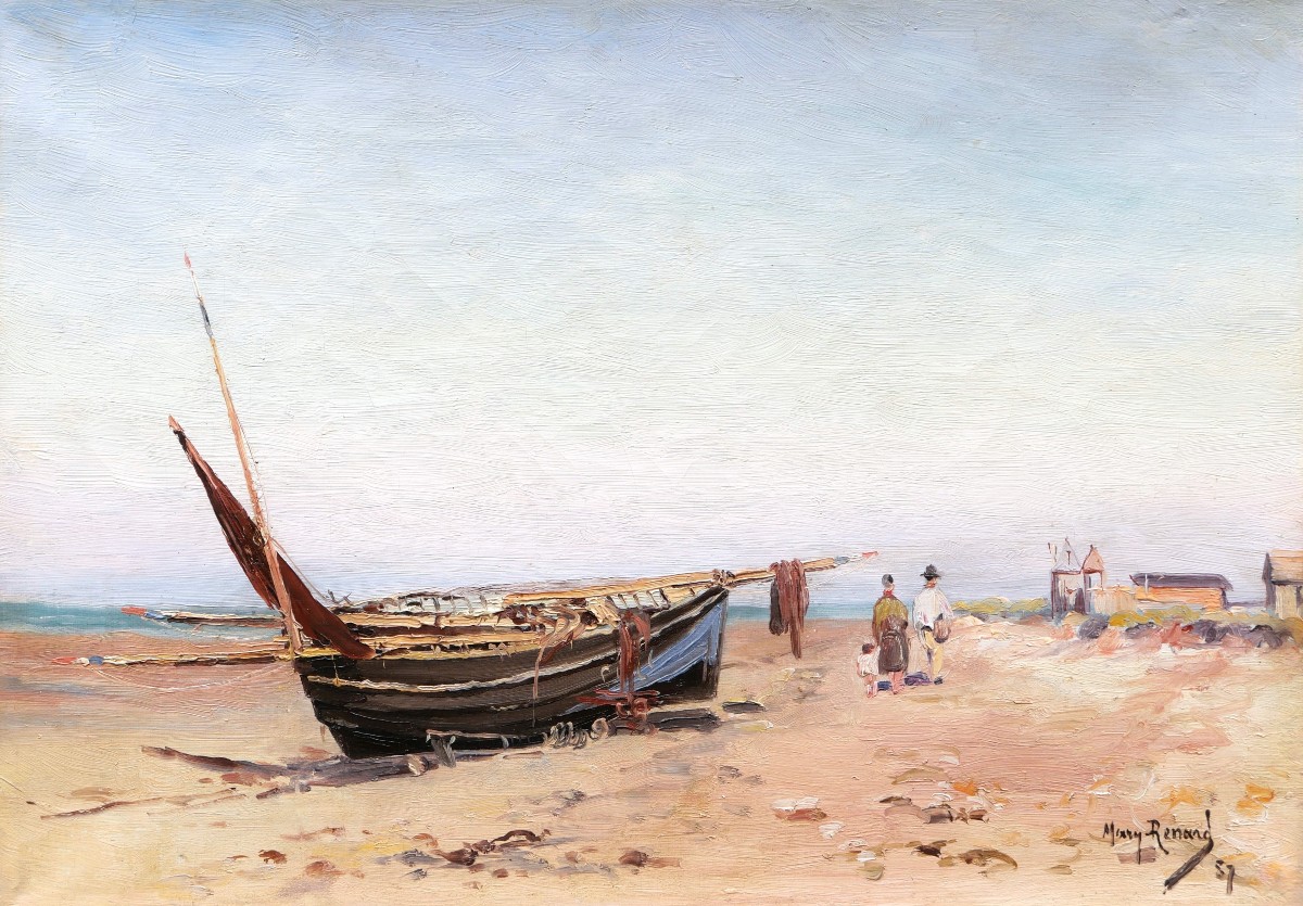 Mary Renard, Family Stroll On The Beach At Ver Sur Mer (calvados, Normandy)